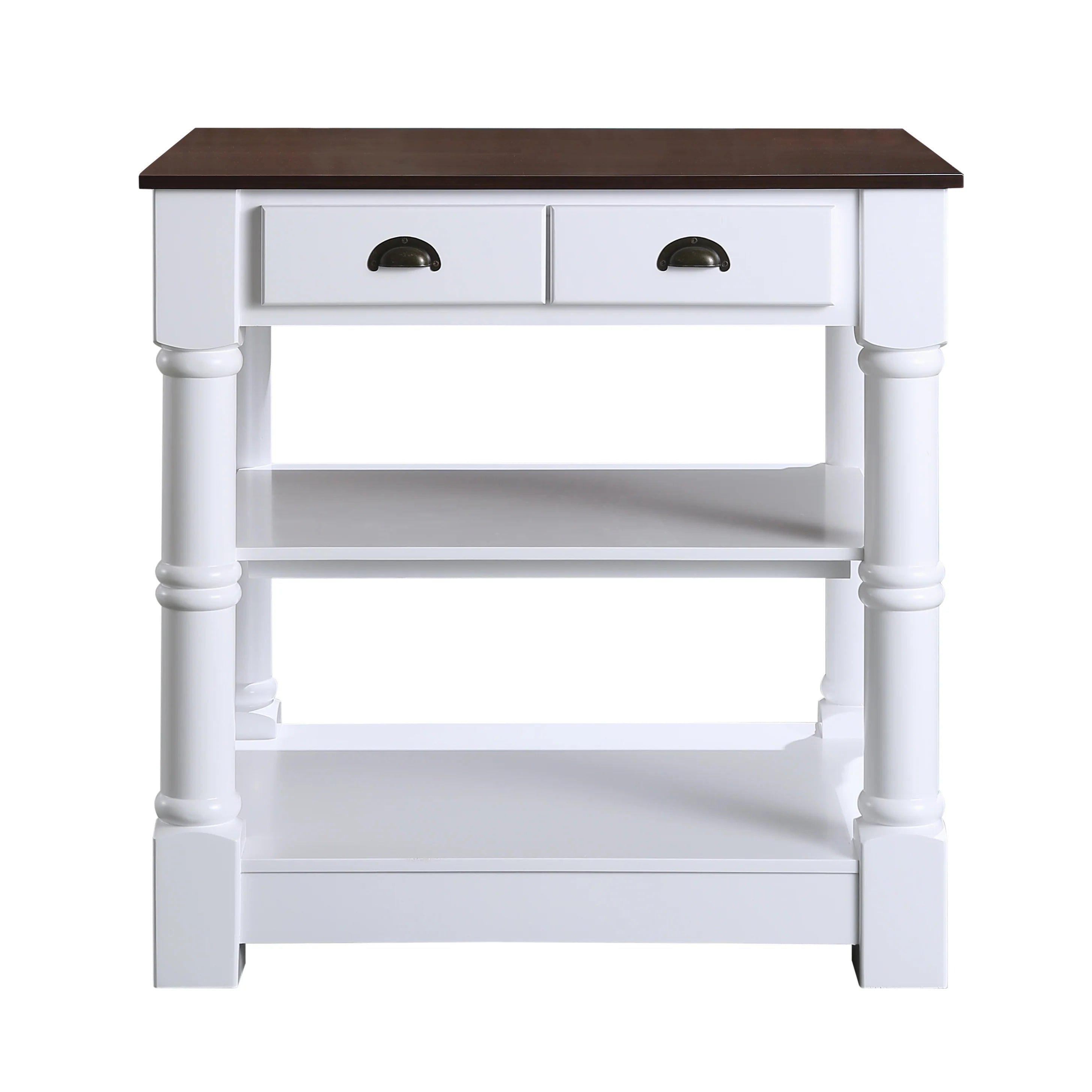 Monterey 36 " Kitchen Island With Dark Walnut Veneered Wood Countertop in White