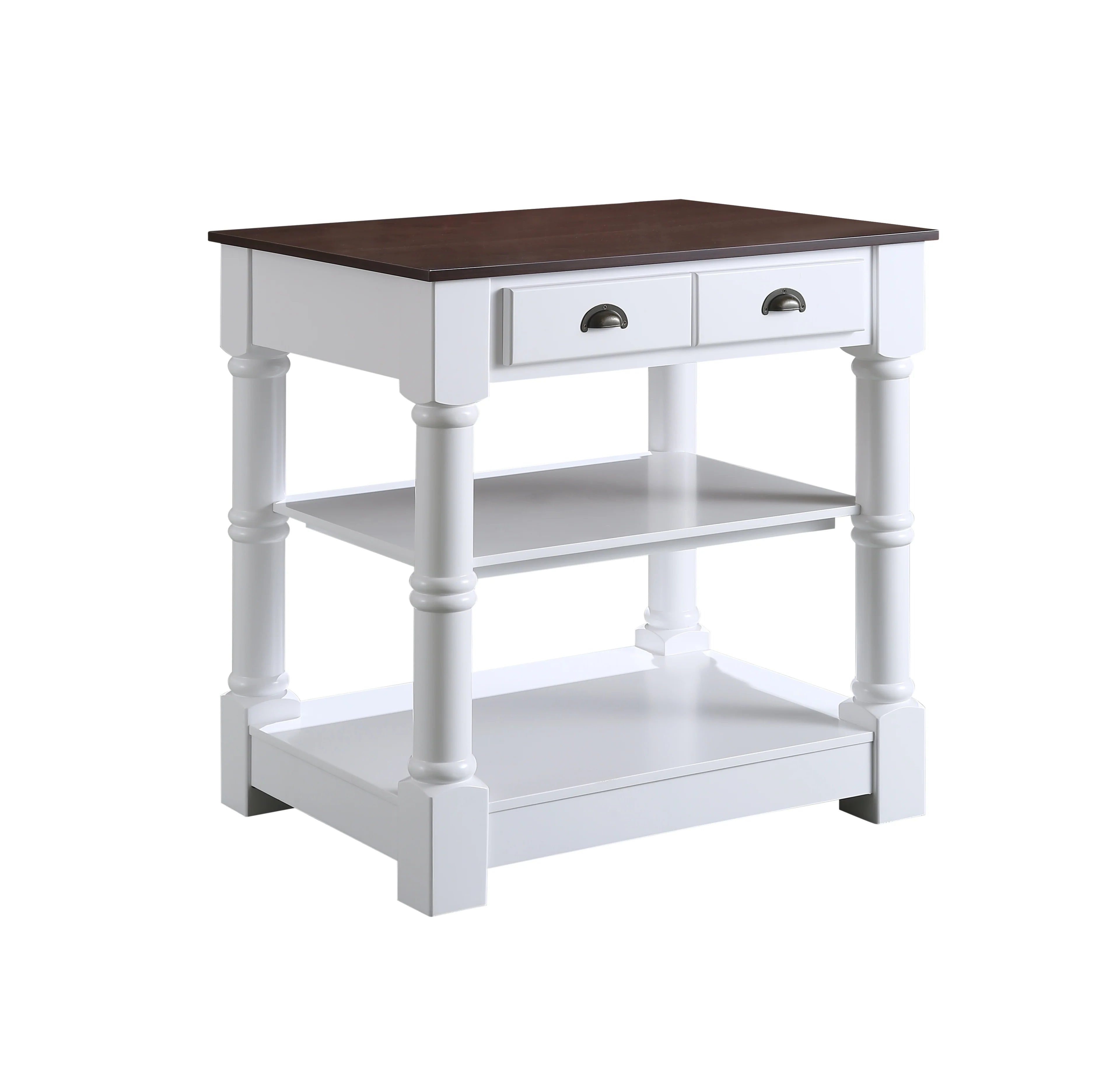 Monterey 36 " Kitchen Island With Dark Walnut Veneered Wood Countertop in White