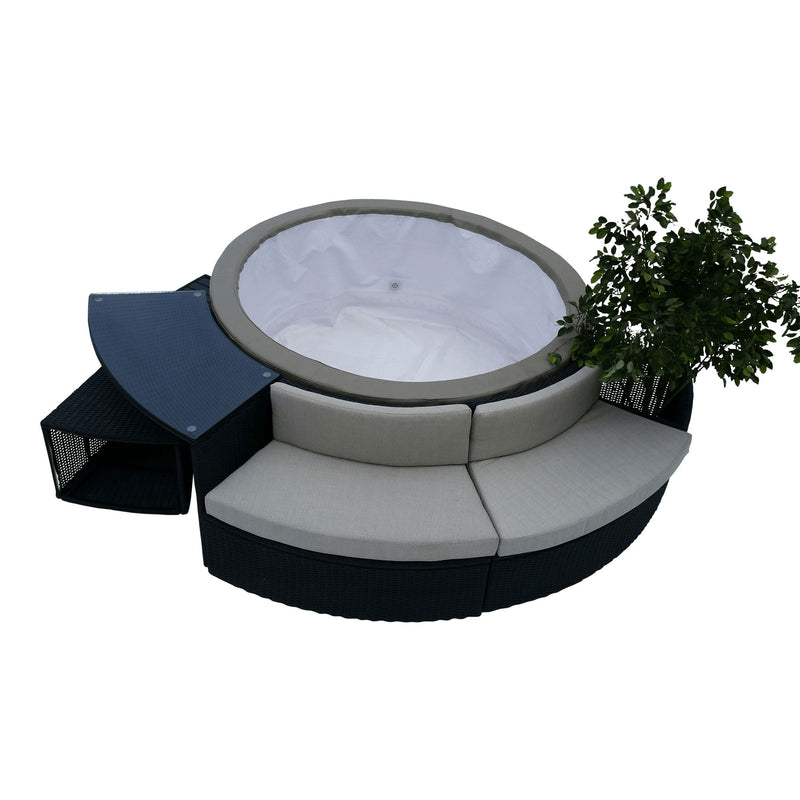 Love Seat | Round Spa Surround Furniture with Weather-Resistant Cushions