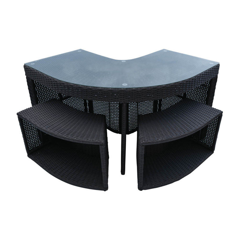 Corner Bar Set | Square Spa Surround Furniture with Tempered Glass Top