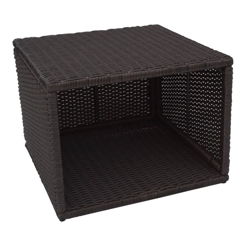 Side Table | Square Spa Surround Furniture with Storage & Weather-Resistant Rattan