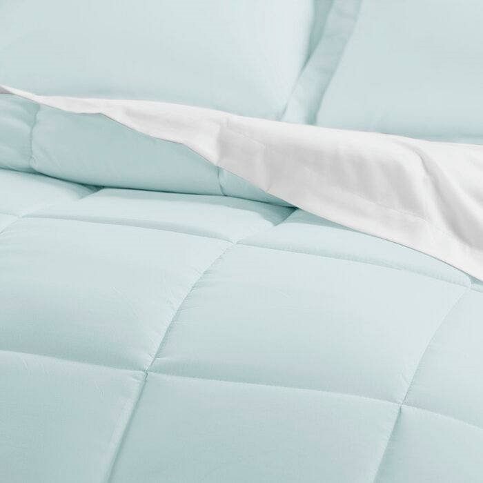 King size Microfiber 6-Piece Reversible Bed-in-a-Bag Comforter Set in Aqua Blue - Free Shipping