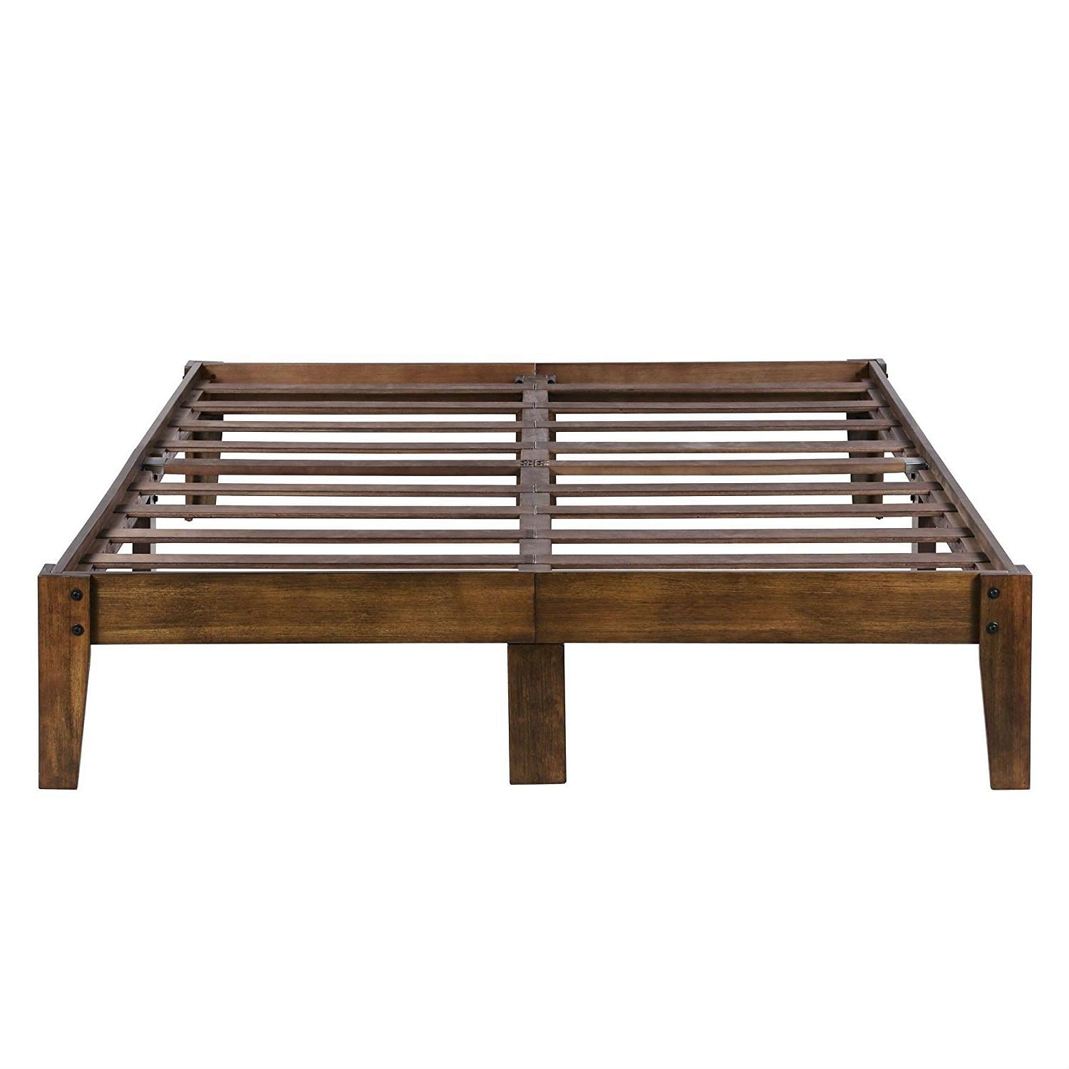 King size Solid Wood Platform Bed Frame in Brown Natural Finish - Free Shipping