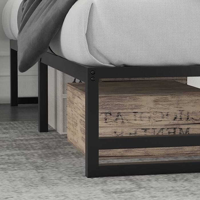 King Size Black Metal Platform Bed Frame with Under-Bed Storage Space - Free Shipping