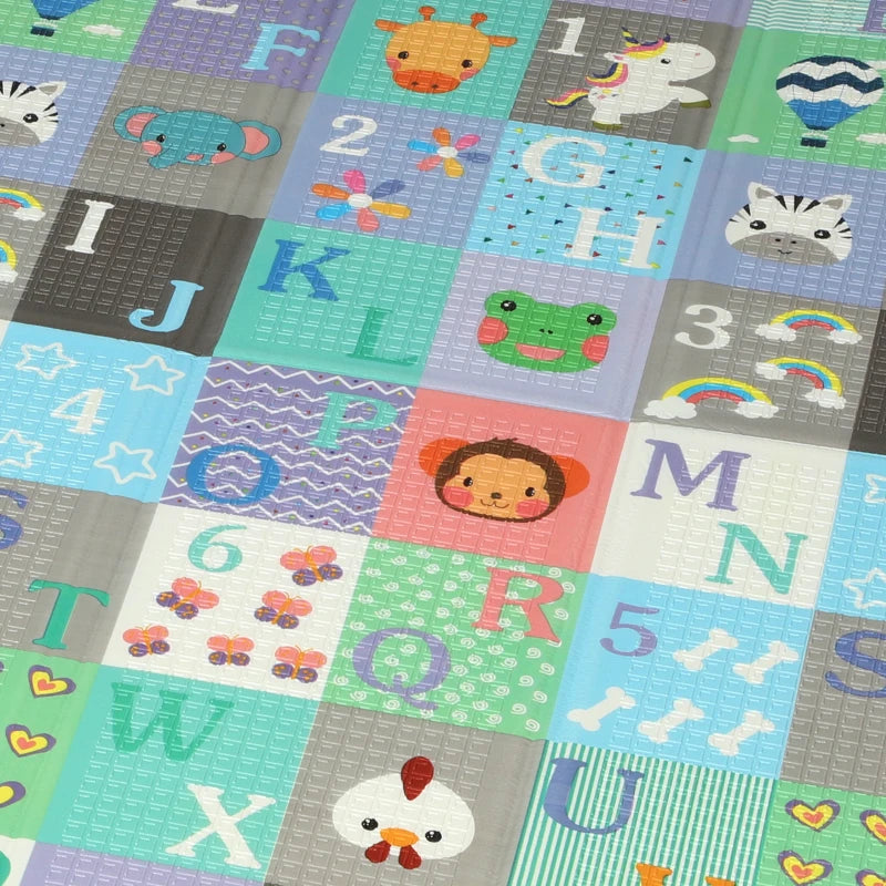 Qaba Foldable Baby Play Mat Double-Sided, Reversible Foam Soft Crawling Mat for Toddlers, for Bedroom, Nursery and Playroom