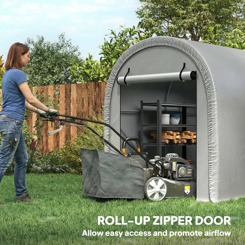 8' x 5' Portable Shed, Water-Resistant Bike Tent with Roll-up Zipper Door and Galvanized Metal Frame for Bike