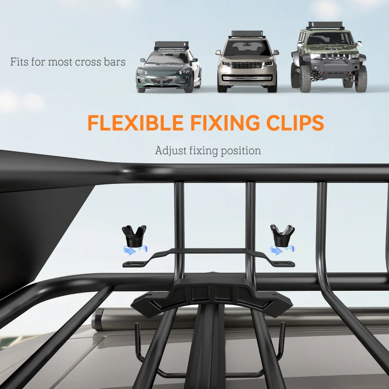 Universal Roof Rack Basket, 200lbs Steel Roof Rack Cargo Carrier with Wind Fairing, Side Rails, 43.5"x39.2"x7.3", Black