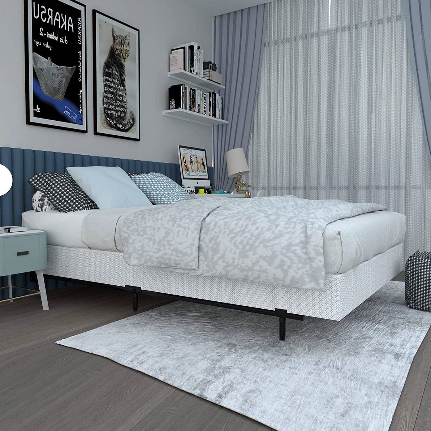 King 9-Leg Metal Bed Frame with Headboard Brackets 3,000 lbs. Max Weight Limit - Free Shipping