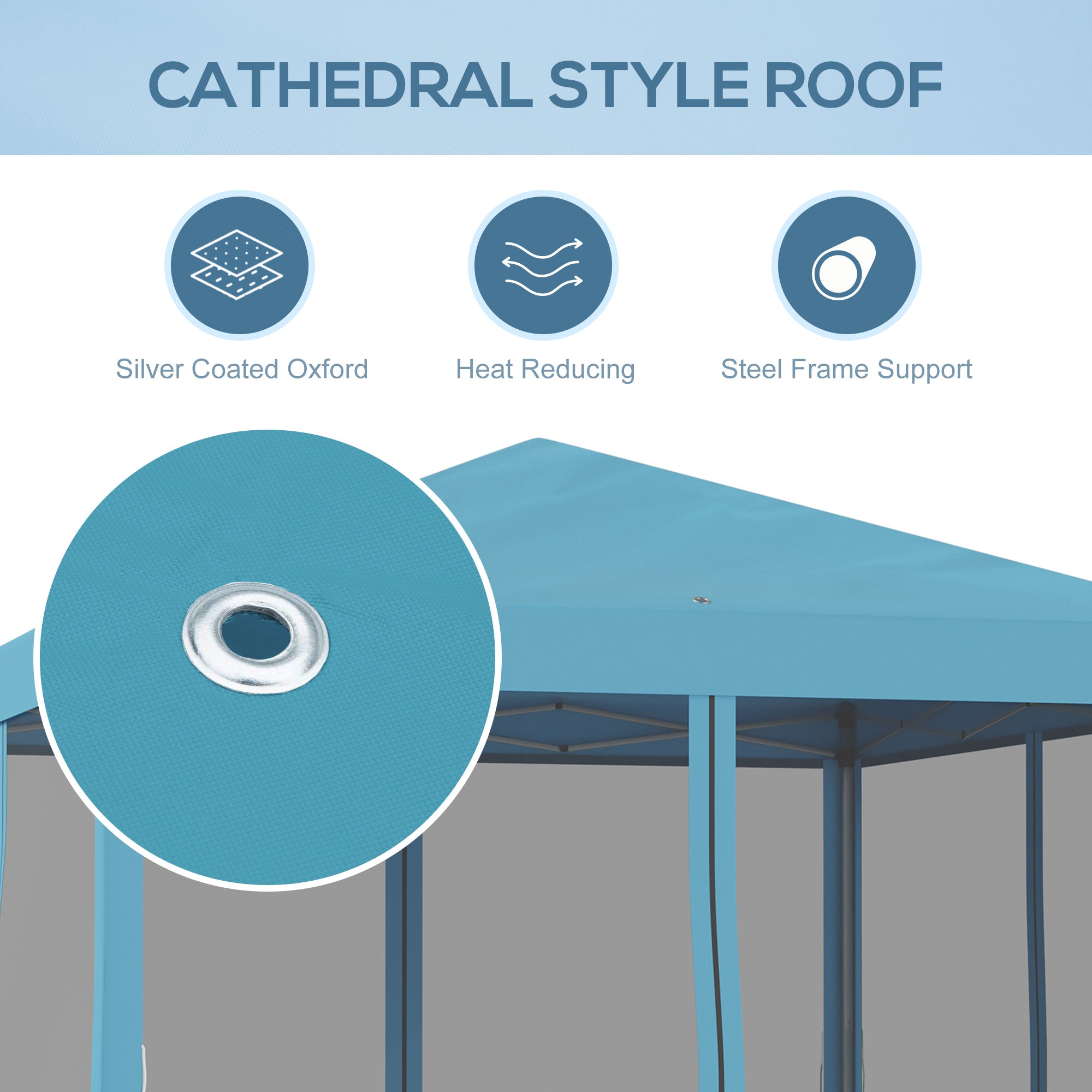 Outsunny 10' x 10' Pop Up Canopy Tent Gazebo with Removable Mesh Sidewall Netting, Carry Bag for Backyard Patio Outdoor, Light Blue