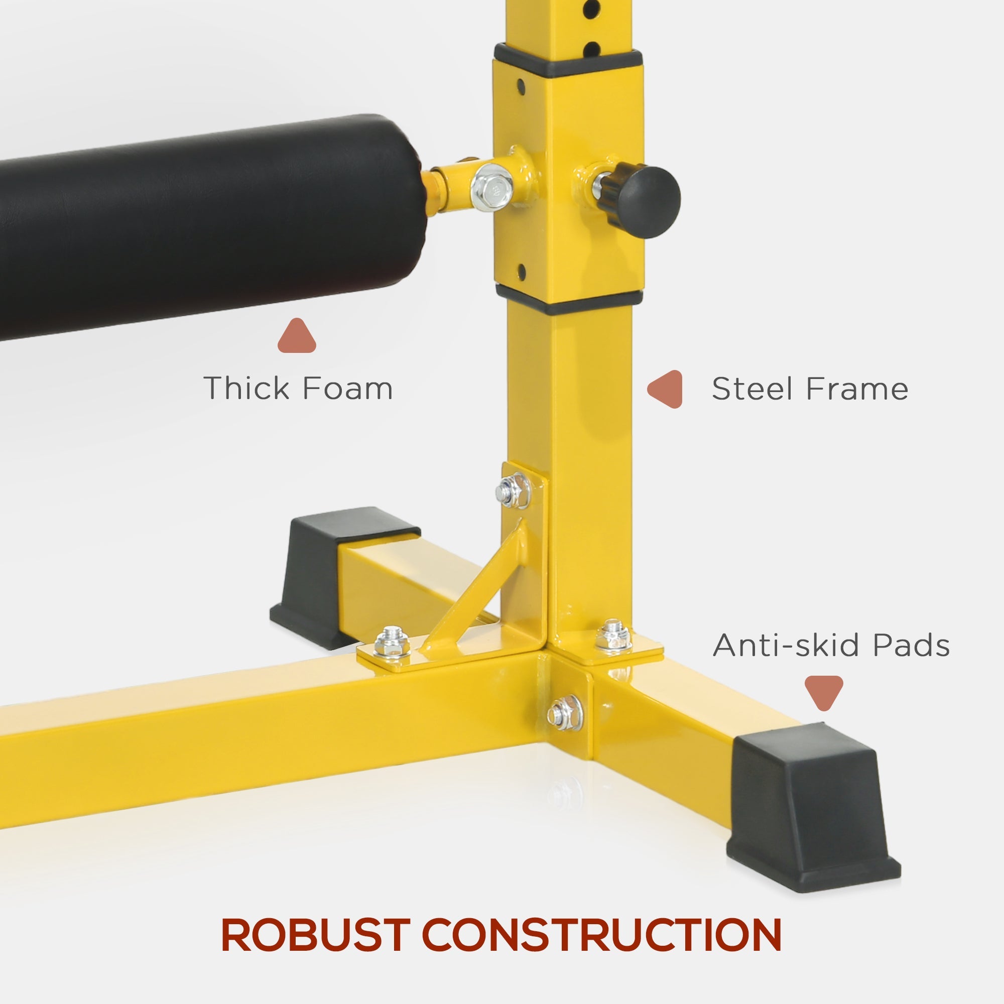 Soozier Bulgarian Split Squat Stand, Single Leg Squat Stand, 12-Level Adjustable Squat Roller for Lower Body Strength Training, Yellow