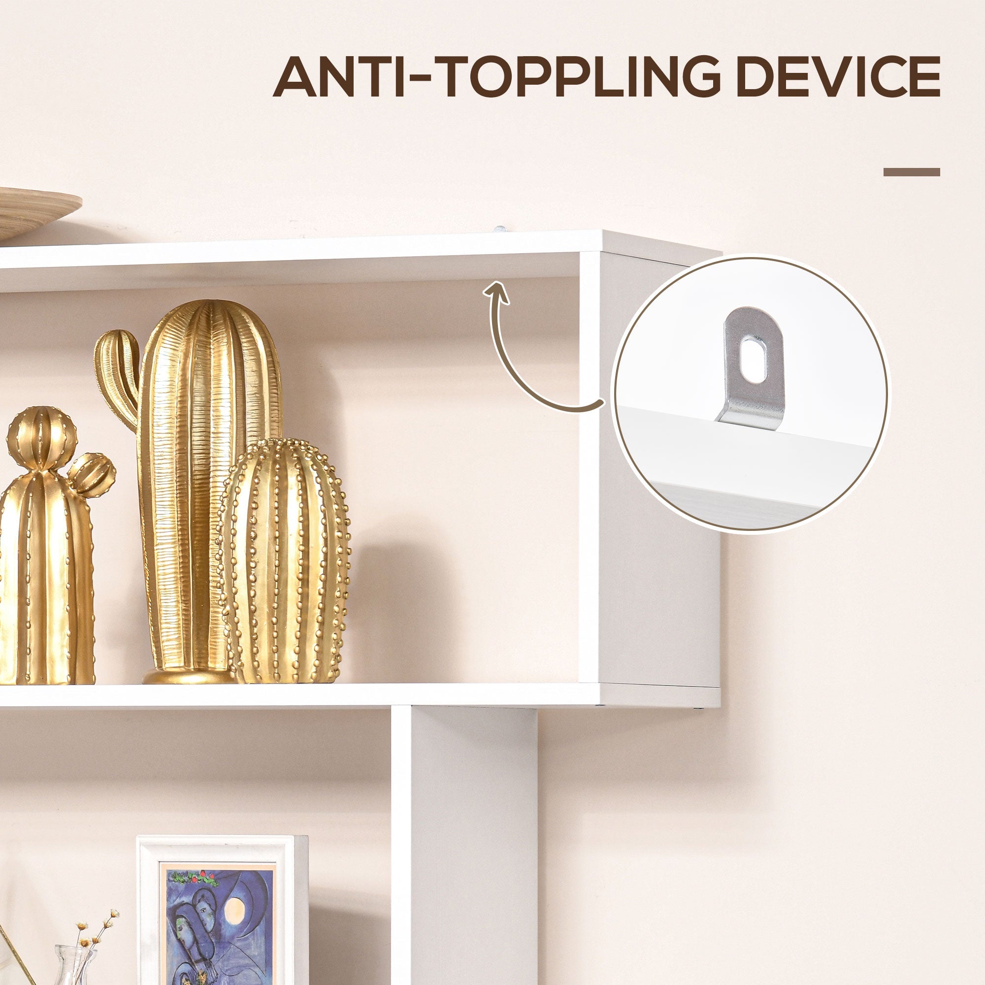 HOMCOM Curvaceous Storage: 6-Tier S-Shape Wooden Bookcase Display Divider Unit for Home Office, White Finish