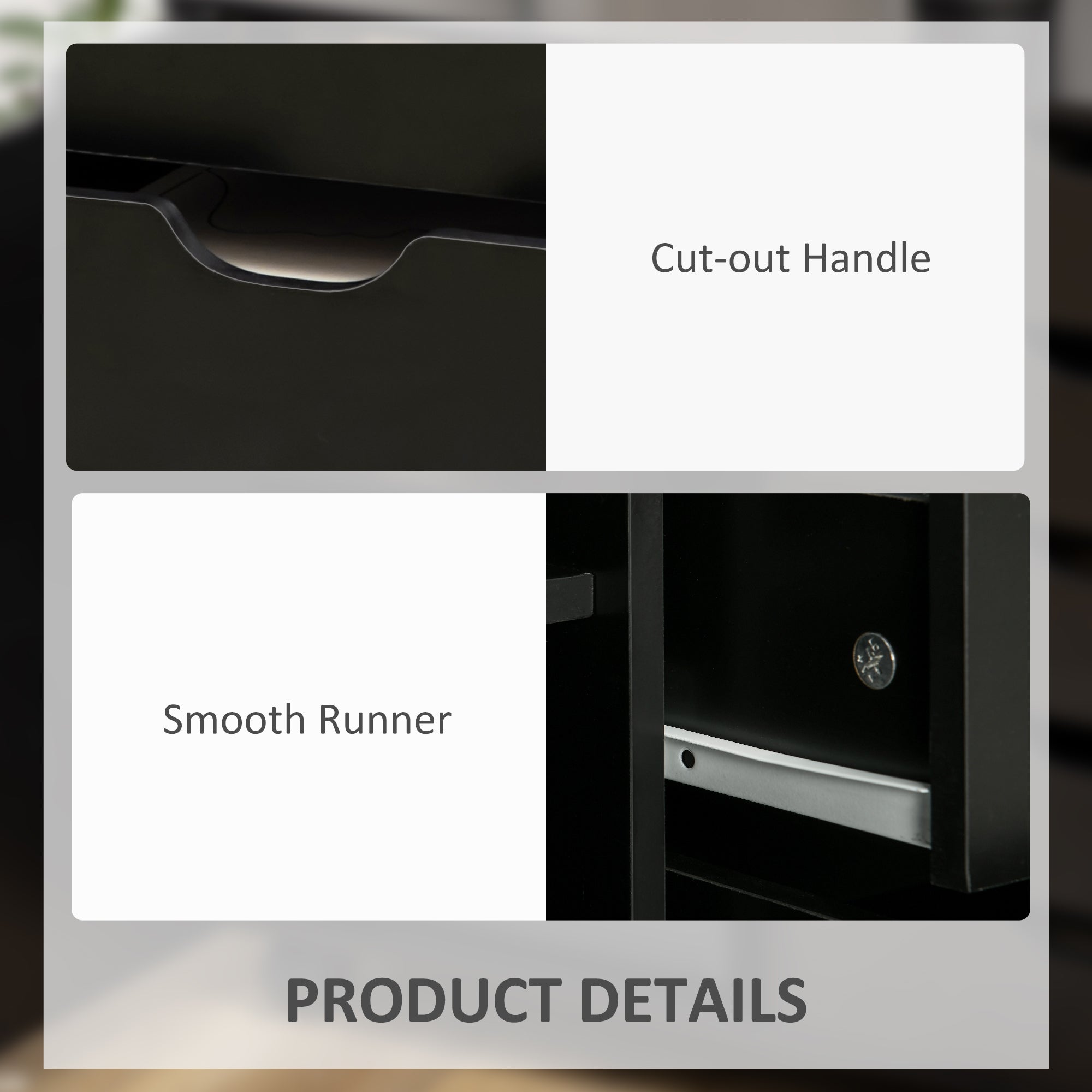 HOMCOM Modern Mobile 5-Drawer Chest with Door, Storage Cabinet, Dresser on Wheels, Printer Stand for Home Office, Black