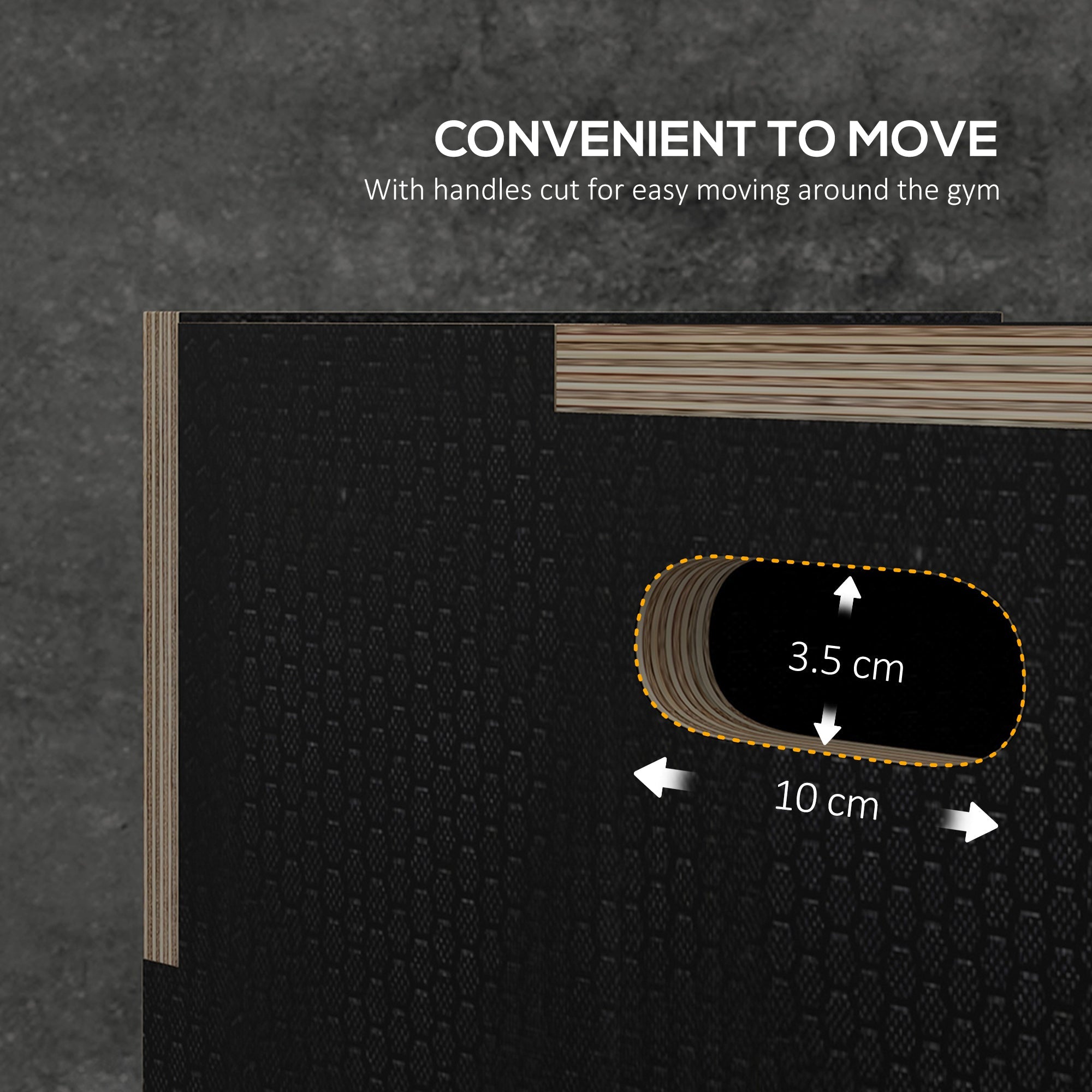 Soozier 24/20/16 In Wooden Plyometric Jump Box with Handle Openings for Home Gym Workout Training