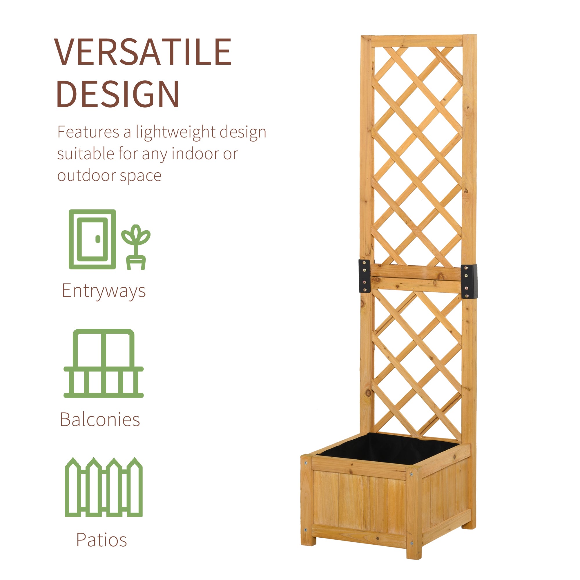 Outsunny 2 Piece Raised Garden Bed with Trellis Outdoor Flower Stand for Plants Flowers Vine Orange