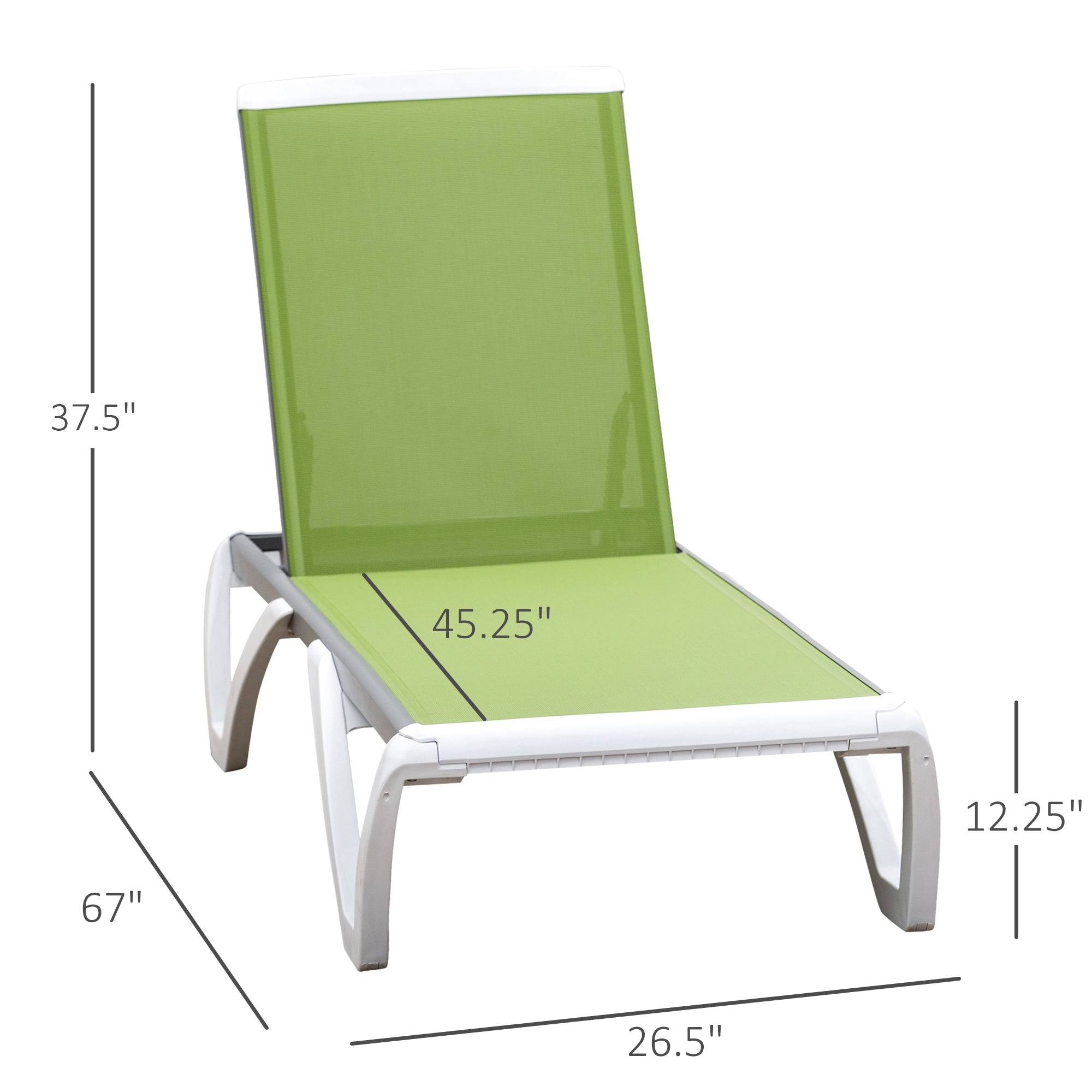 Outsunny Portable Mesh Chaise: Adjustable Outdoor Lounge Chair with Wheels for Breathable Relaxation, Green Hue