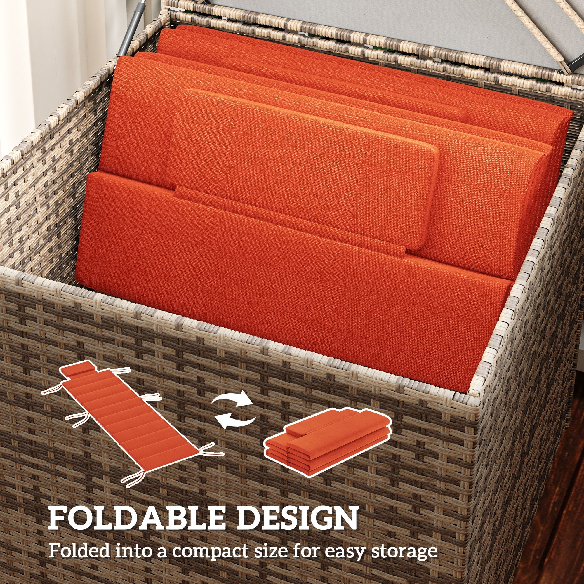 Outsunny 2PCs Patio Chaise Lounge Cushions, Foldable Lounge Chair Cushion, UPF50+ 230gsm Olefin, 80" x 26", Wine Red