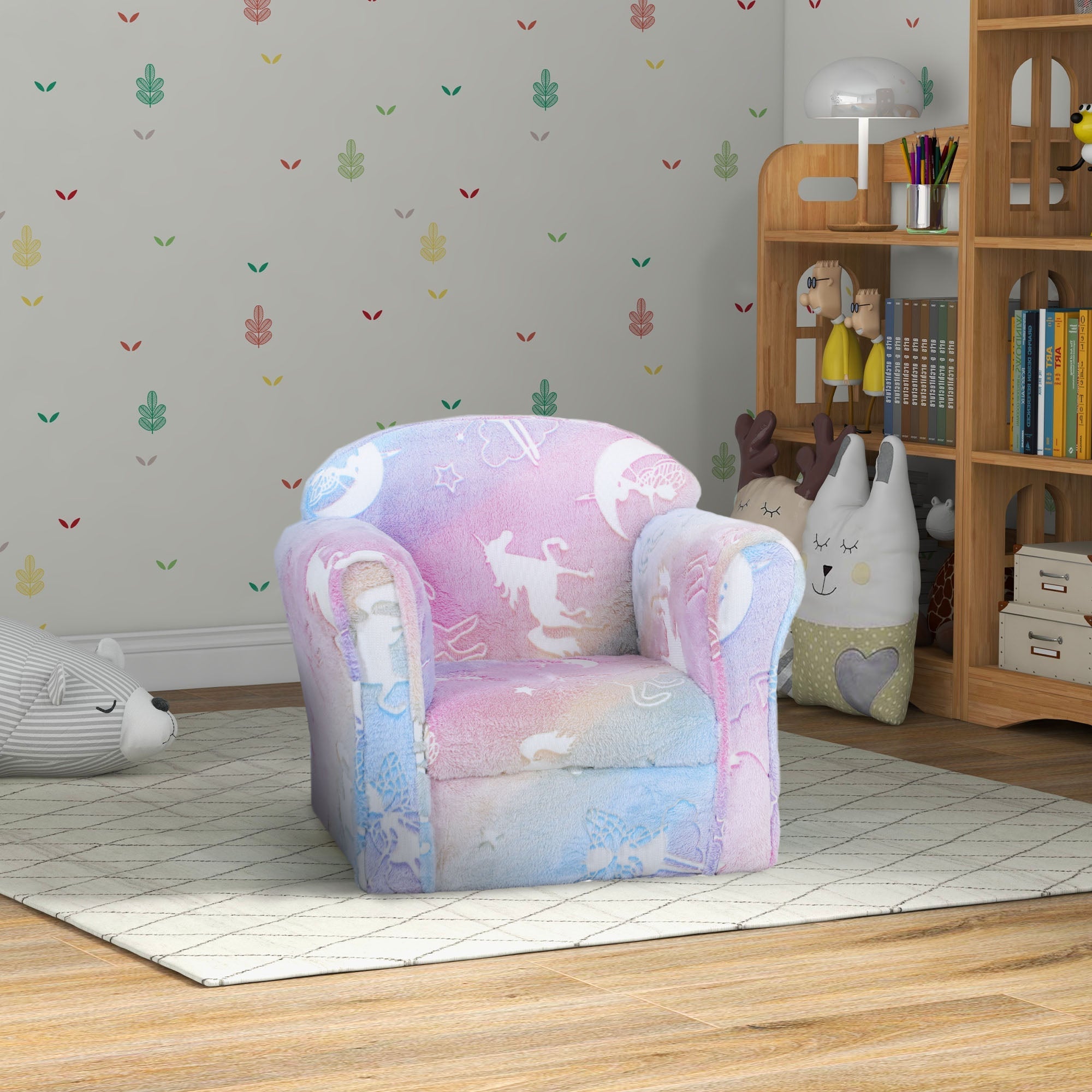 Qaba Toddler Chair with Luminous Fairy Design, Wooden Frame, for 18-36 Months, Multicolour