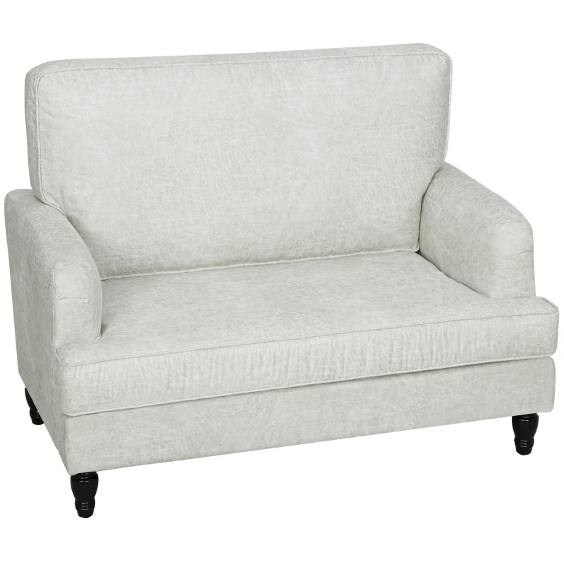 Modern Accent Chair, Leathaire Armchair with Turned Legs and Wide Seat, Single Sofa for Bedroom, Living Room, Cream White