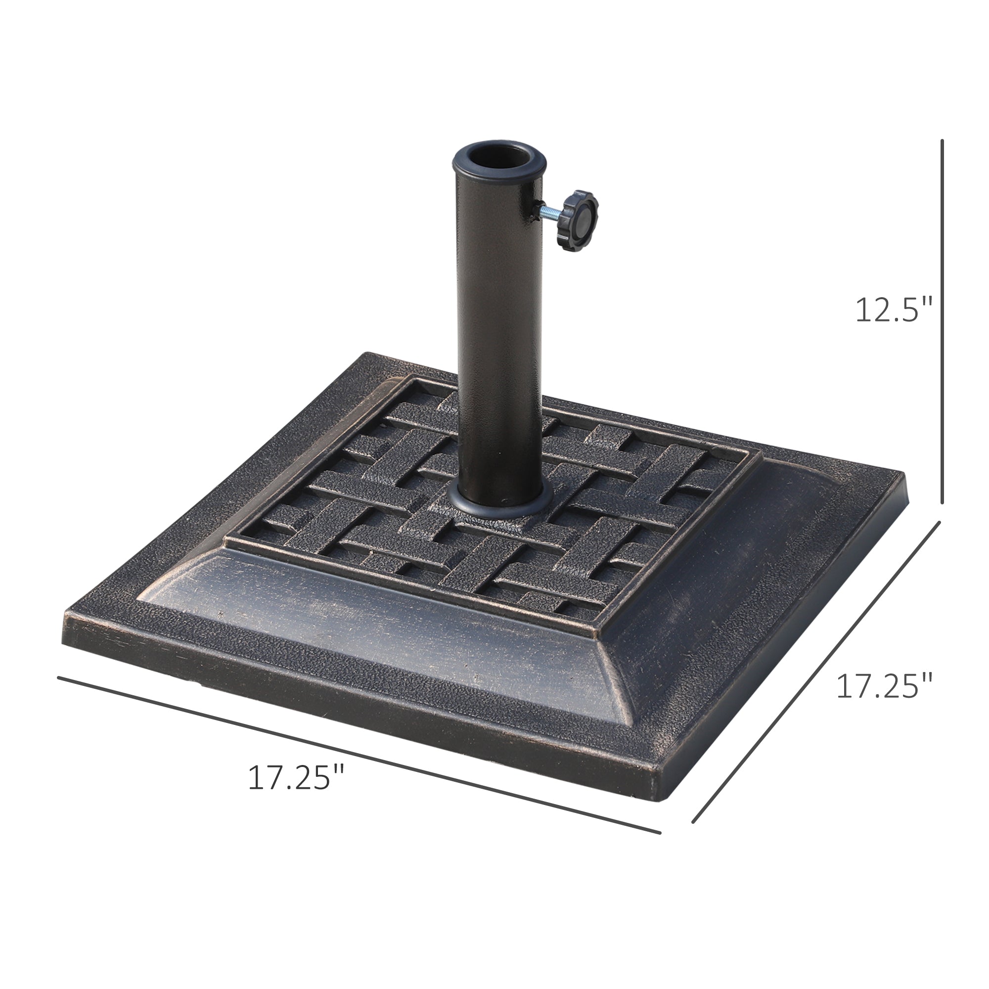 Outsunny Resin Square Umbrella Base: Coated Pole Stand for Patio Market Parasols, Bronze