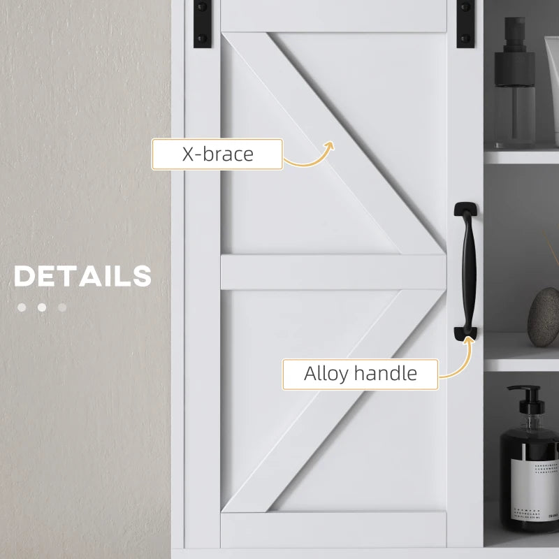 Bathroom Medicine Cabinet, Wall Cabinet with Sliding Door and Adjustable Shelf, 22.8" x 7.8" x 24.4", White