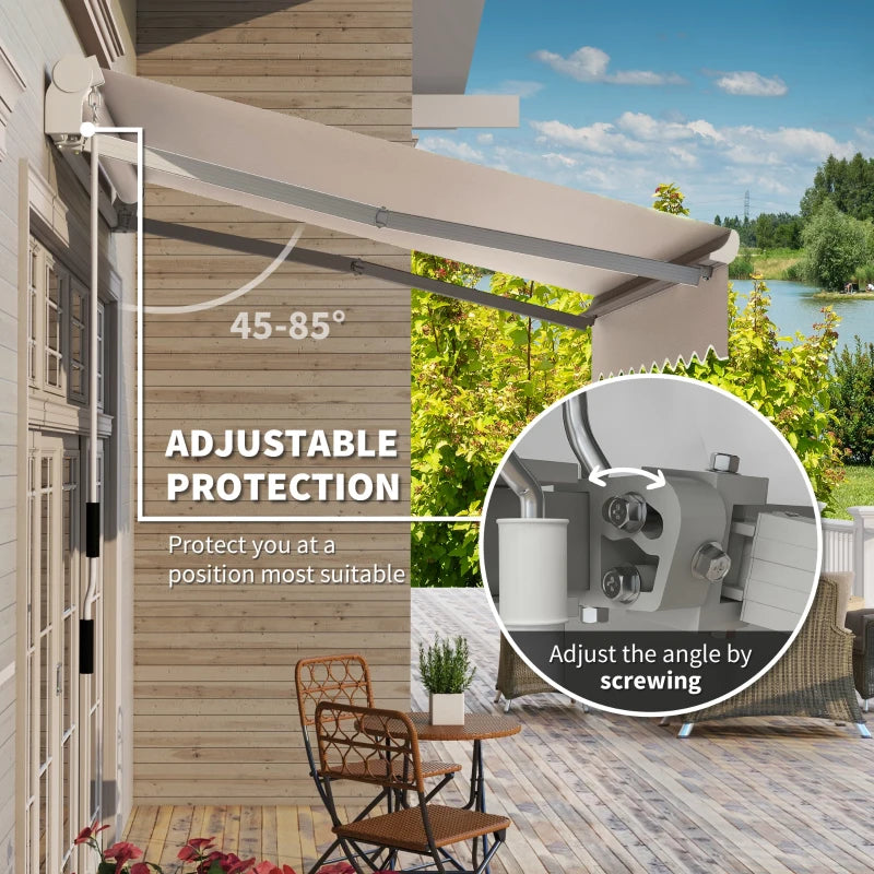 8'x7' Patio Awning Manual Retractable Sun Shade Outdoor Deck Canopy Shelter, Beige