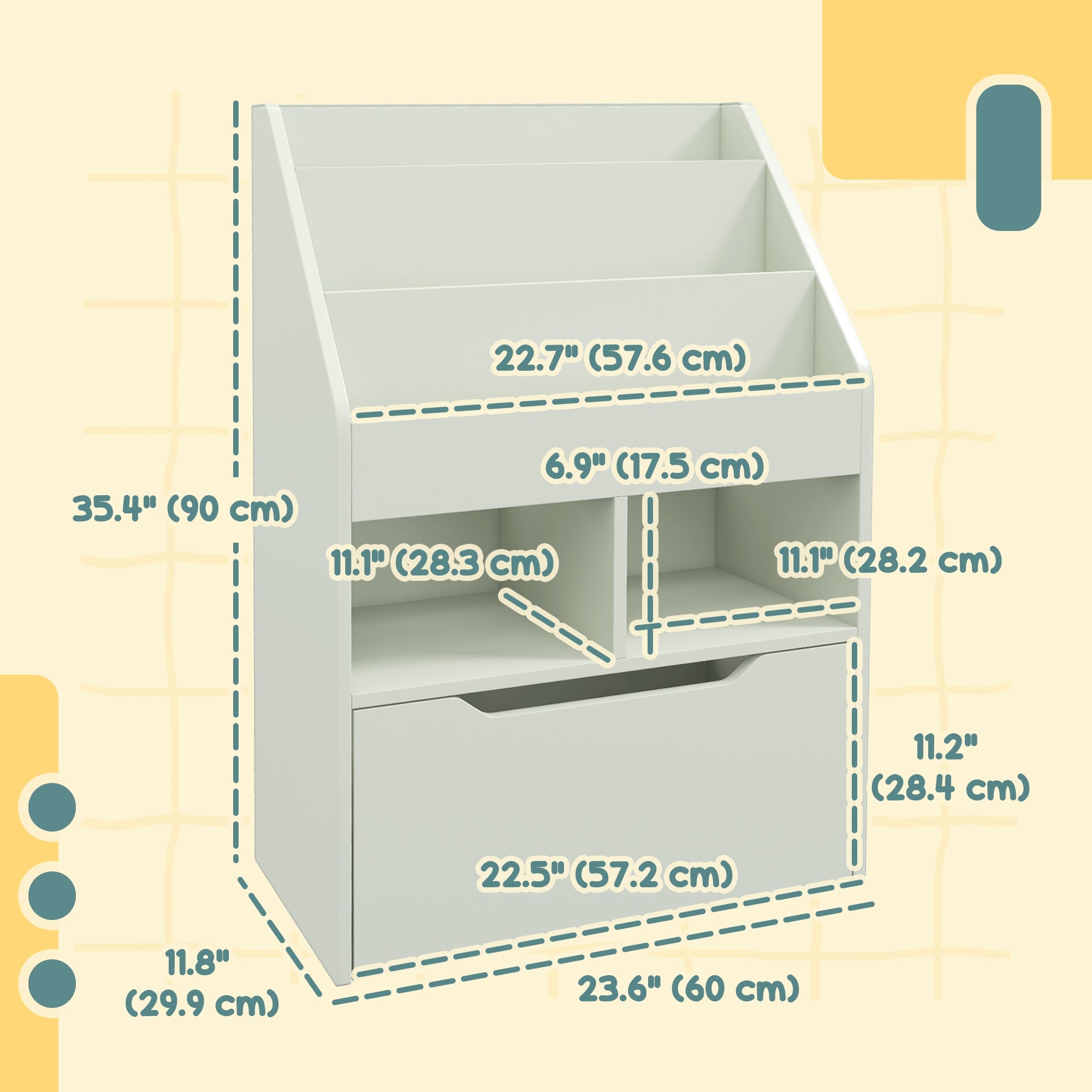 HOMCOM Kids Bookcase with Storage Drawer for Books, Reading Nook, for Classroom, Bedroom, Playroom, Green
