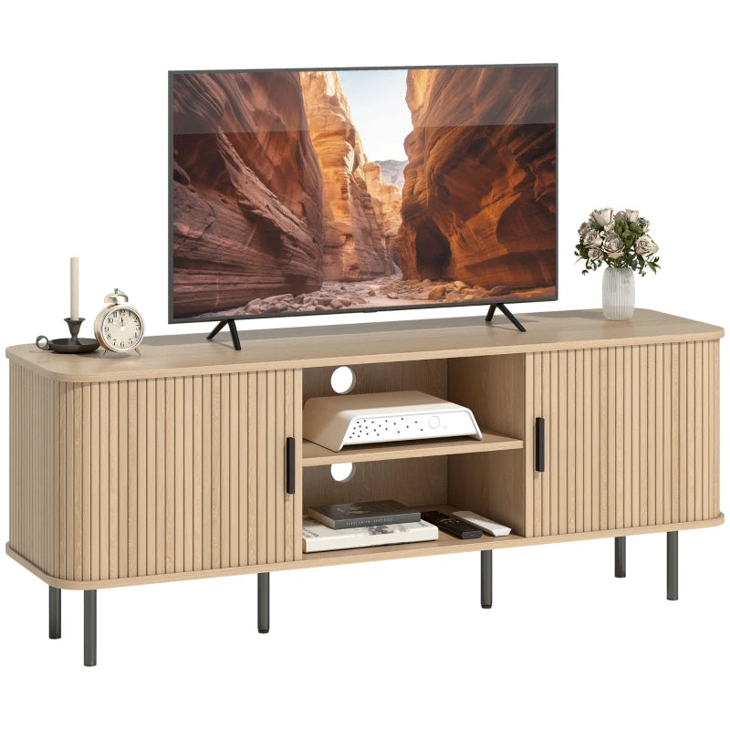 TV Stand Cabinet for TVs up to 65 Inches, TV Unit with Storage Shelves and Cabinets for Living Room, Oak Tone