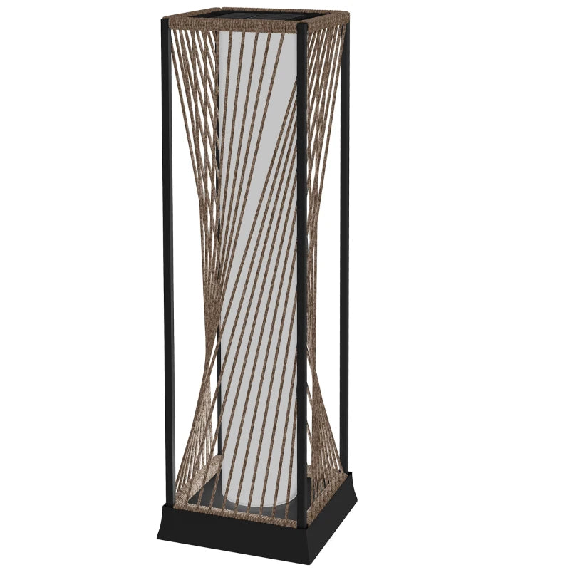 Rattan Solar Floor Lamp, Decorative Outdoor Lamp with Auto On/Off LED Lights, IP44 for Patio, Porch, Pathway, Brown