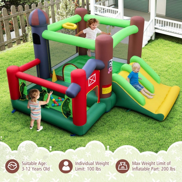 Kids Castle Slide Bouncer with 750W Blower and Dual Slides