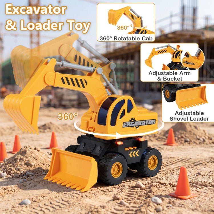 Kids Construction Truck Set – Rescue Tow Truck & Excavator with Sounds, Licensed Scania
