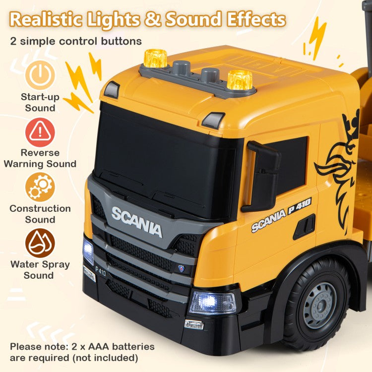 Kids Crane Truck Toy with Sounds & Telescopic Arm – Licensed Scania