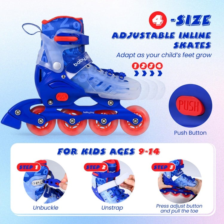 Kids Inline Skates with Light Up Wheels for Beginners Ages 9-14-Pink and Blue