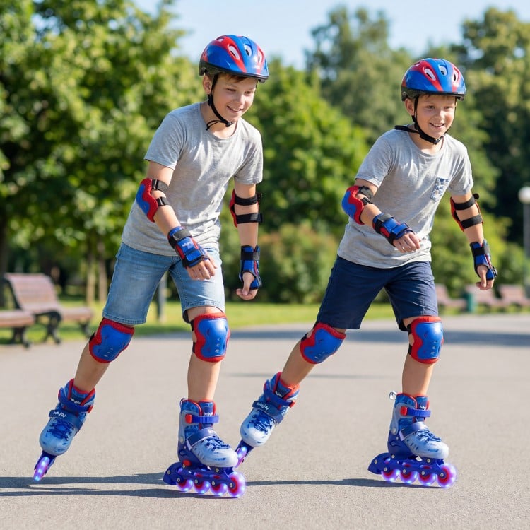 Kids Inline Skates with Light Up Wheels for Beginners Ages 9-14-Pink and Blue