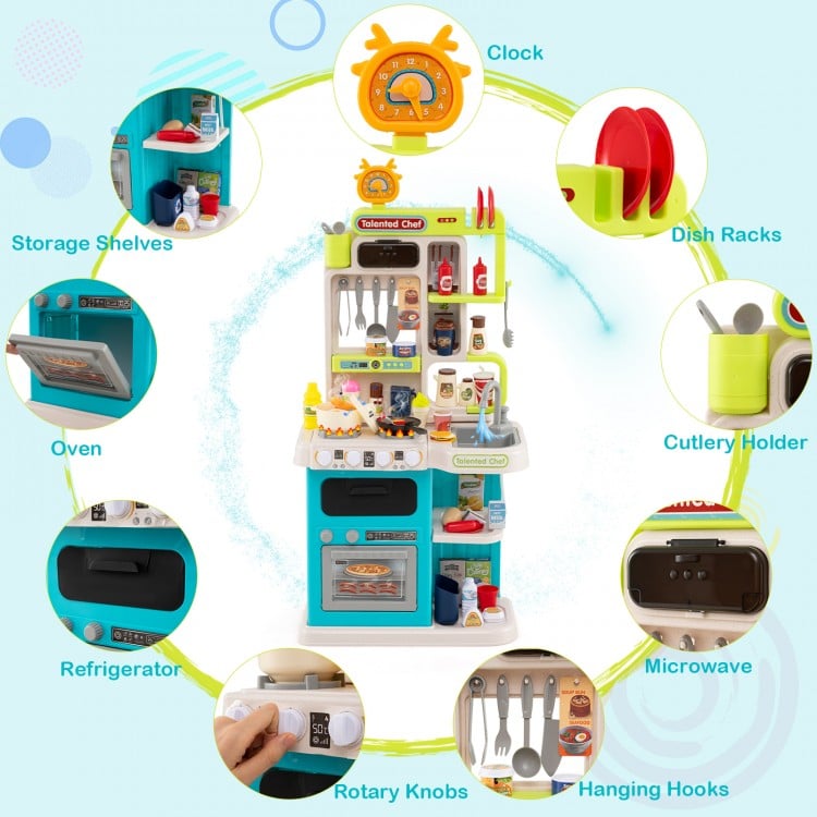 Kids Kitchen Playset Pretend Play Kitchen with Realistic Sounds and Lights