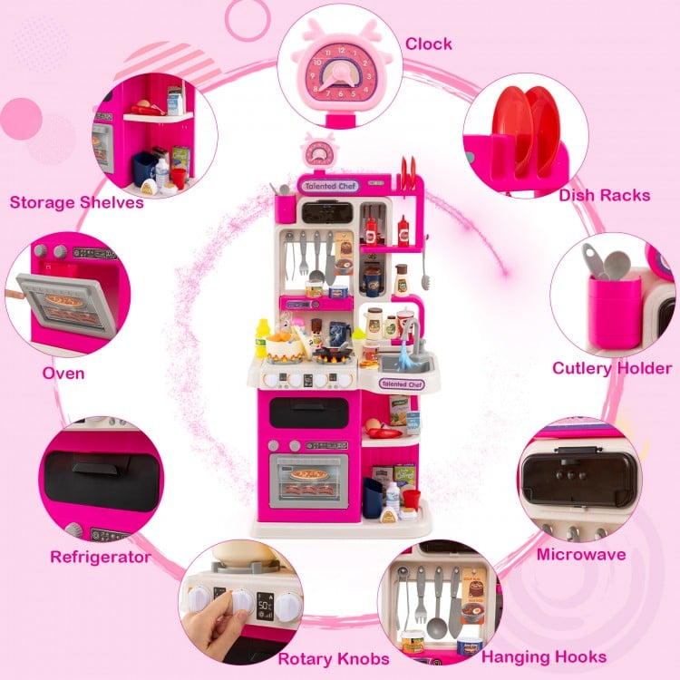 Kids Kitchen Playset Pretend Play Kitchen with Realistic Sounds and Lights
