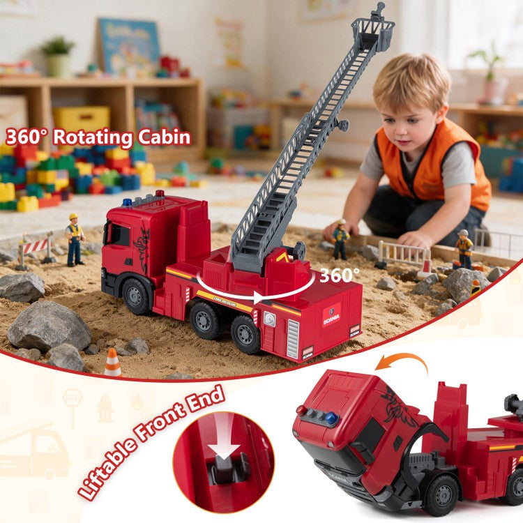 Kids Large Fire Truck Toy with Extendable Ladder & Lights and Sounds – Licensed Scania