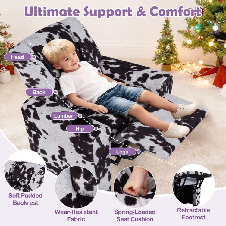 Kids Recliner Chair Push Back Toddler Reclining Armchair with Cup Holder-White