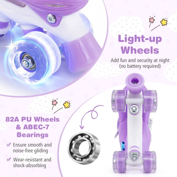 Kids Roller Skates for Girls Boys with Light-up Wheels and Safety Protection-Purple
