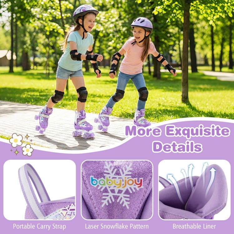 Kids Roller Skates for Girls Boys with Light-up Wheels and Safety Protection-Purple