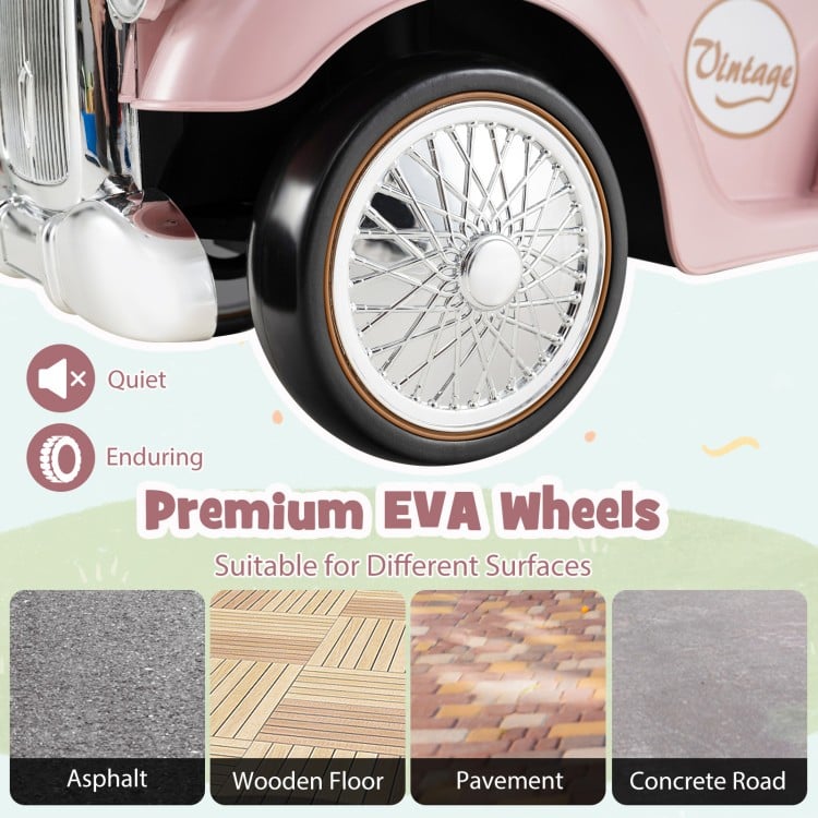 Kids Sit to Stand Vehicle with Working Steering Wheel and Under Seat Storage-Pink