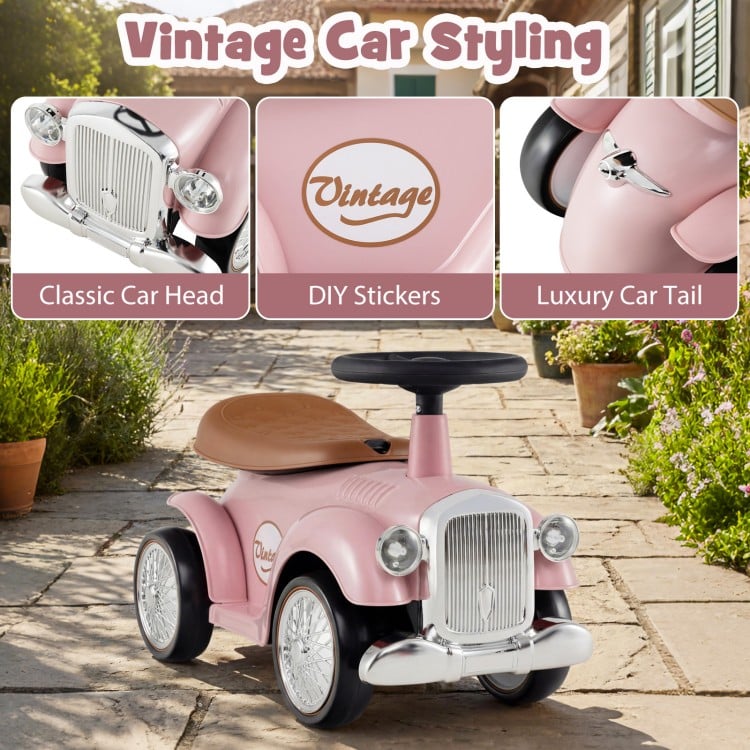 Kids Sit to Stand Vehicle with Working Steering Wheel and Under Seat Storage-Pink