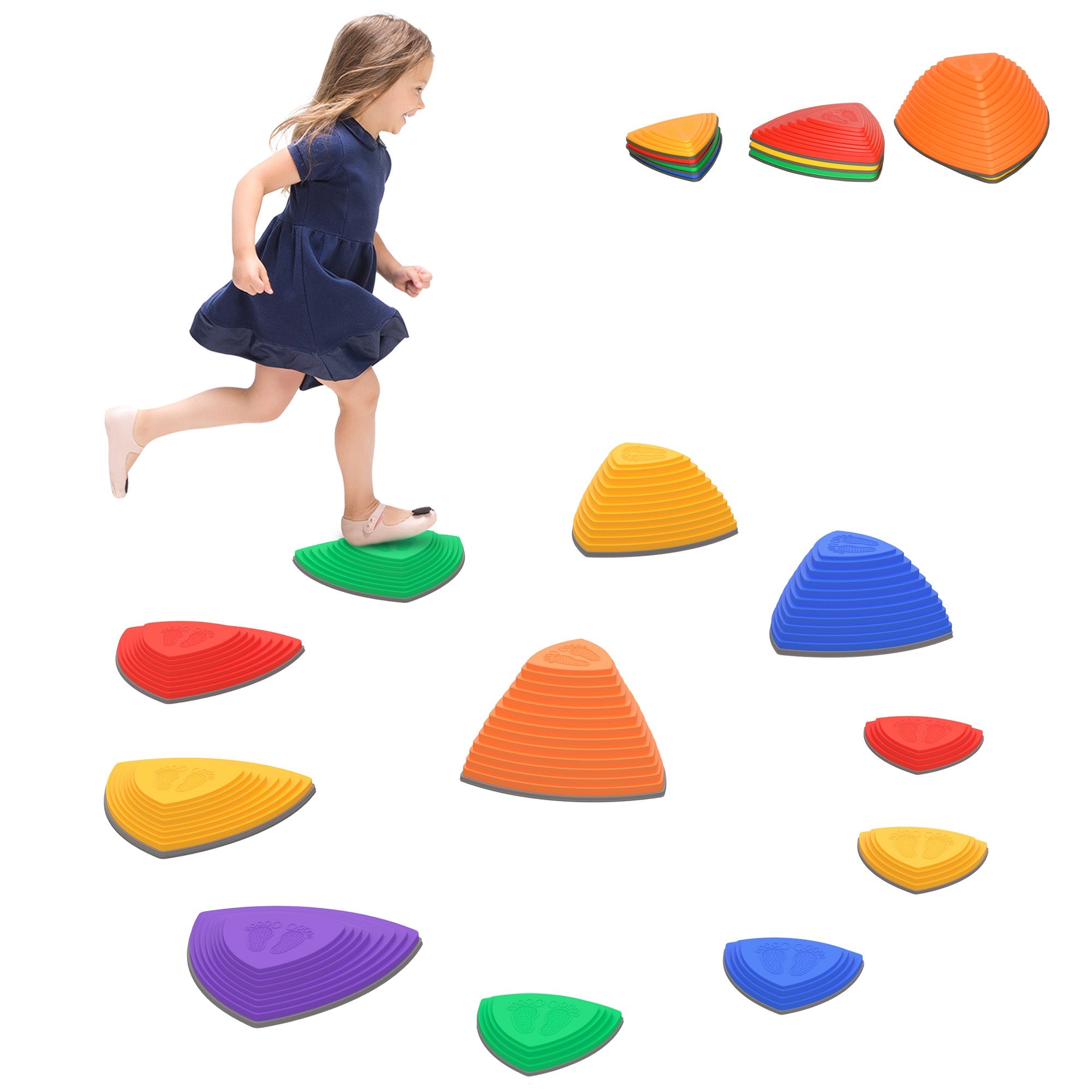 Outsunny Kids Balance River Stones Obstacle Course Sensory Play Stones Outdoor Indoor Play for Ages 3-8