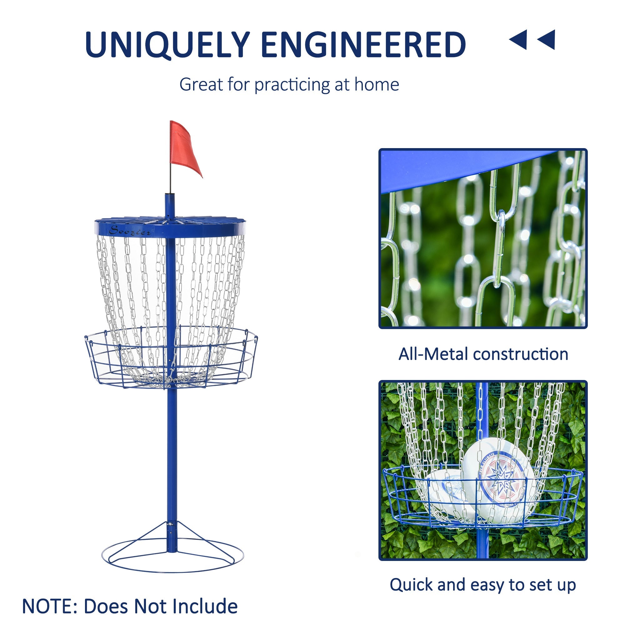 Soozier 24-Chain Portable Practice Basket for Disc Golf Target Stand Easy Assembly & Lightweight Basket w/ Carry Bag, Deep Blue