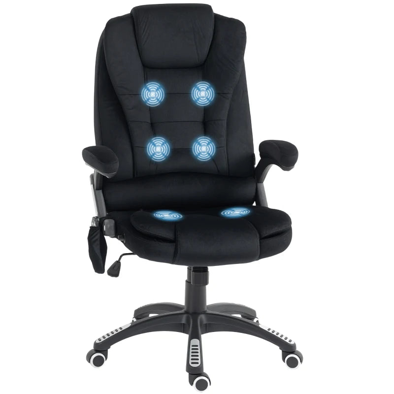 6 Point Vibrating Massage Office Chair, High Back Executive Chair with Reclining Back, Swivel Wheels, Black