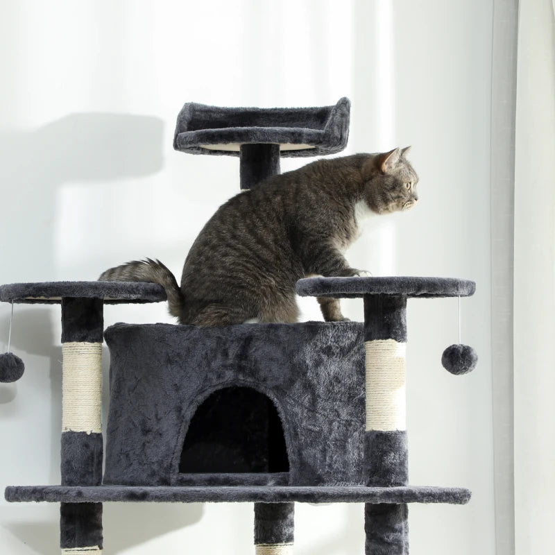 79" Scratching Kitten Tree Condo Kitten Scratch Activity Center Toys Dark Grey