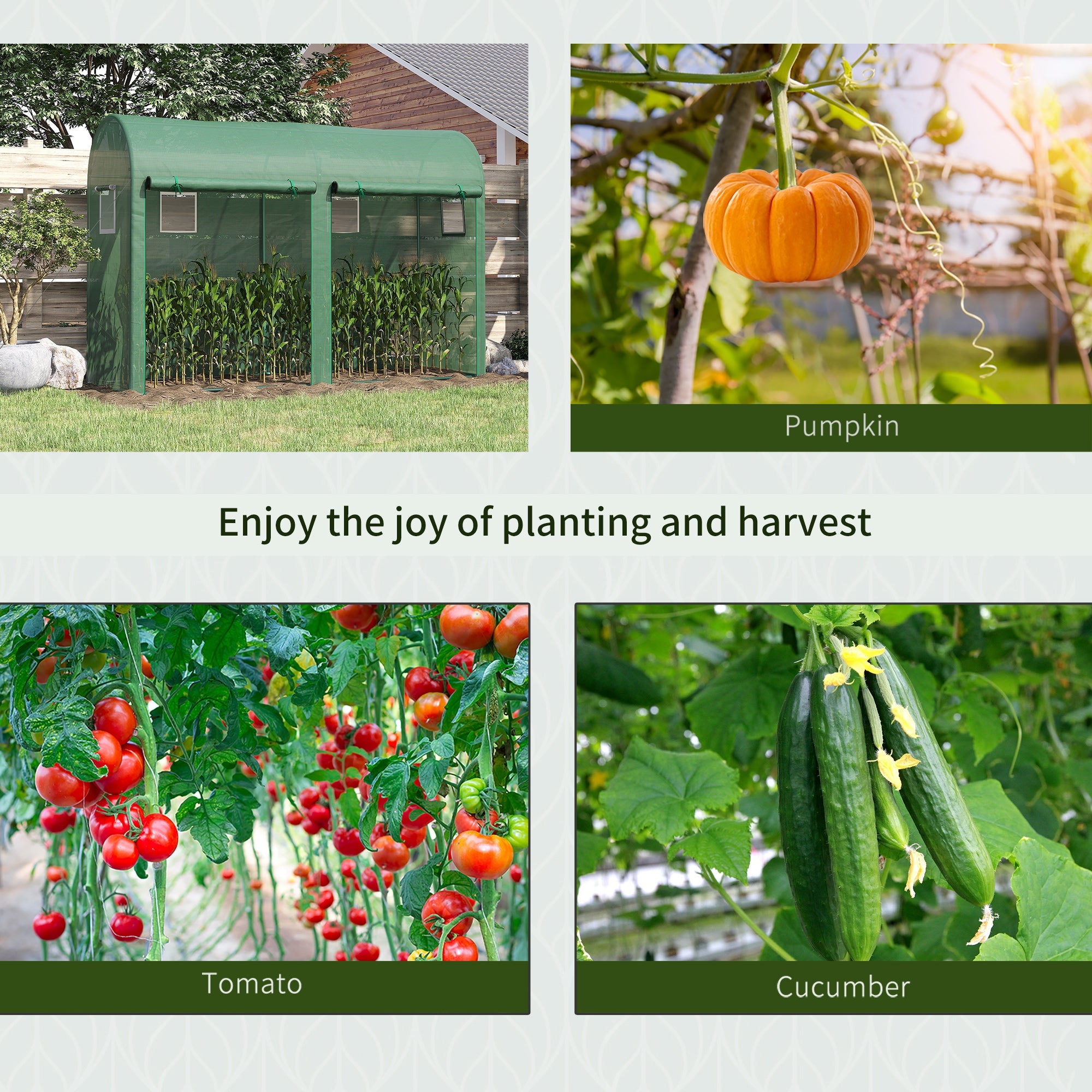 Outsunny Outdoor Garden Greenhouse, Steel Greenhouse tent with 2 Doors and 4 Windows for Backyard, Patio, 9.8'x3.3'x6.6', Green