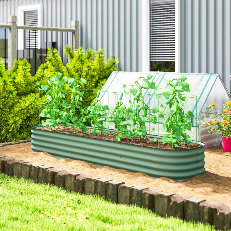 7.9 x 2 x 1ft Galvanized Raised Garden Bed Kit, Metal Planter Box with Safety Edging, Green