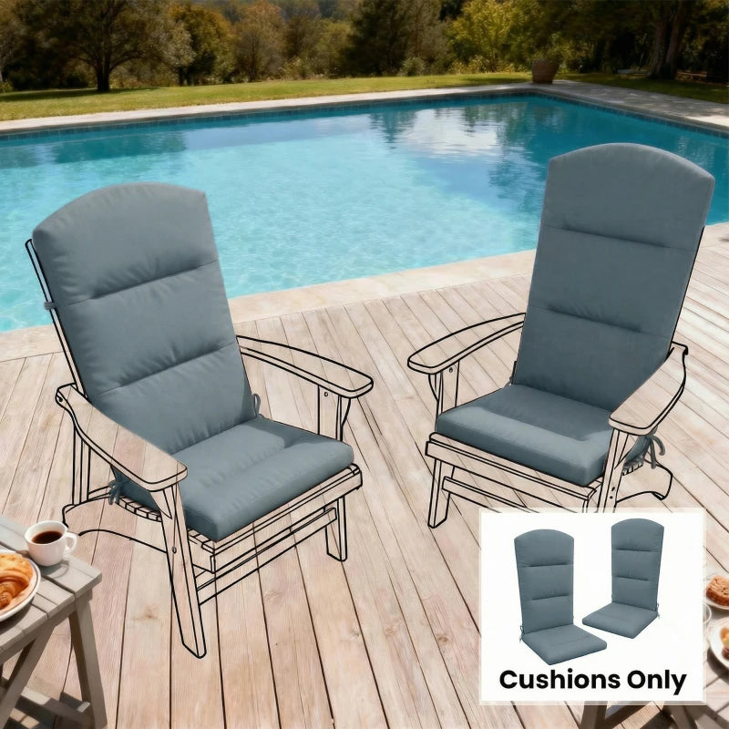 Patio Chair Cushion for Adirondack Chairs Replacement Cushion with Back and Ties, Dark Grey