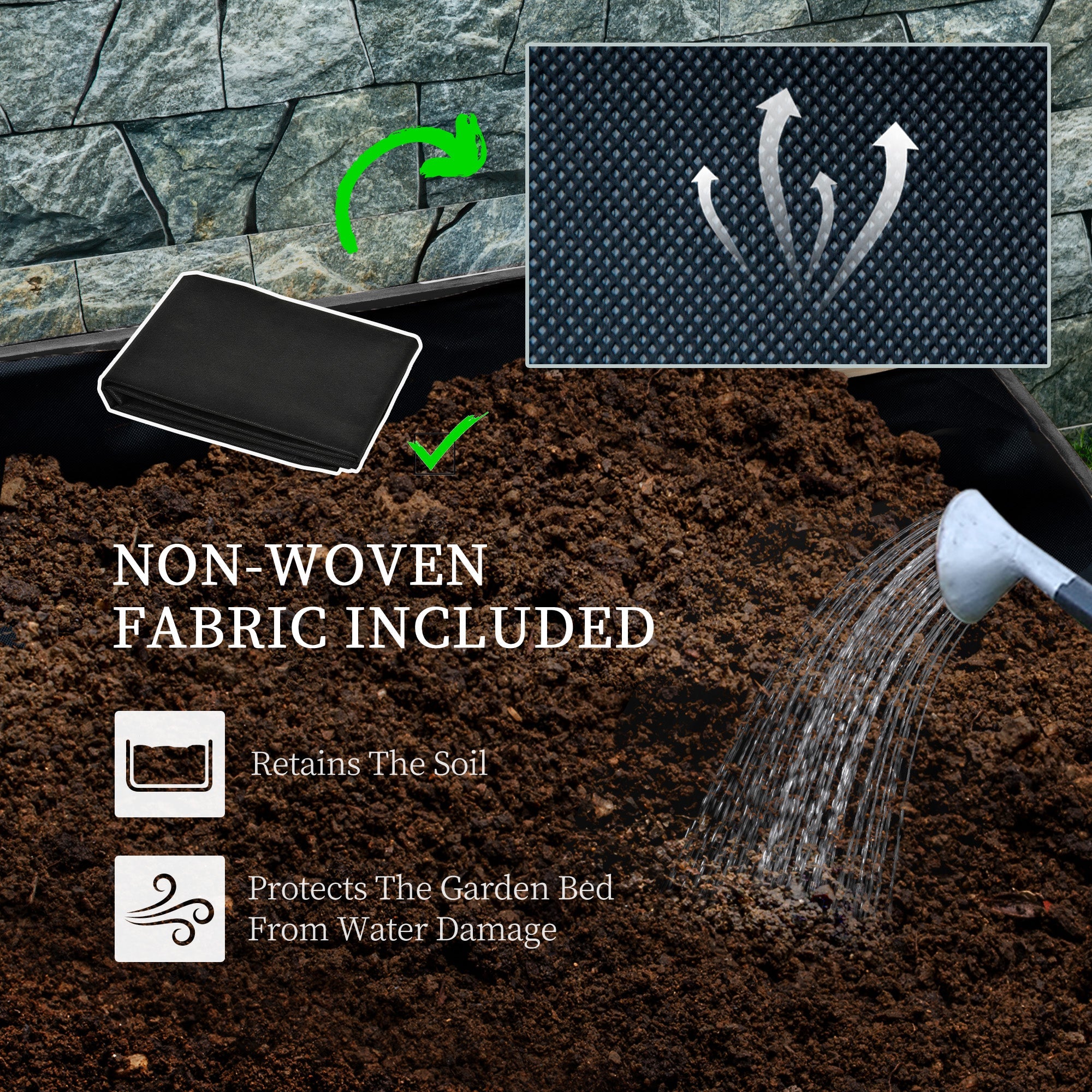 Outsunny Raised Garden Bed with Trellis, 2 Tier Wooden Elevated Planter Box for Vegetables, Flowers, Herbs, Grey