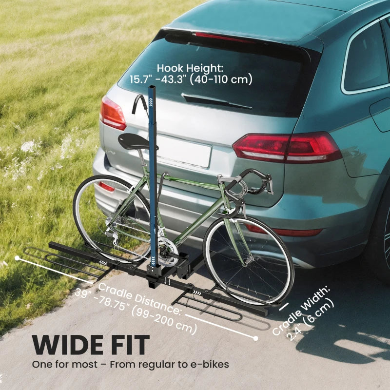 Hitch Bike Rack for Car, 200 lbs 2 Bike Rack with Platform Style, Safety Strap for 2" Receiver, Black